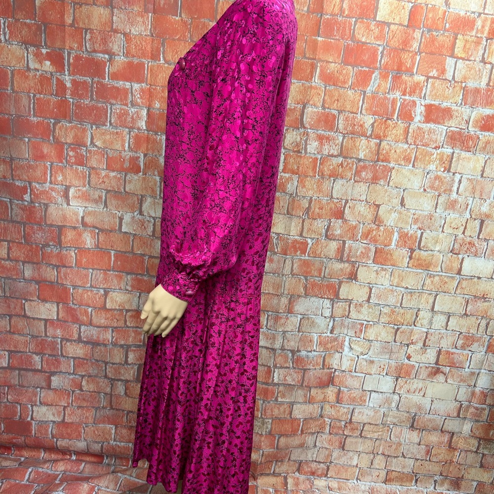 Julie Francis Vintage 80’s Silk Dropwaist Long Sleeve Dress - Picture 6 of 10